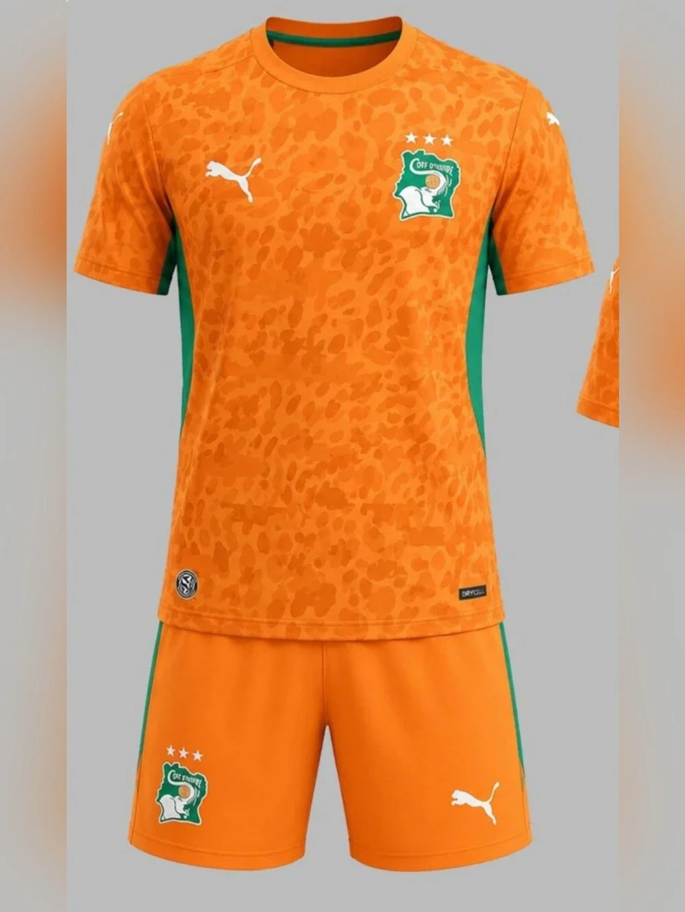 Puma Ivory Coast 2026 World Cup Orange/Green Soccer Kit Top&Shorts Kid's Small - Picture 14 of 16